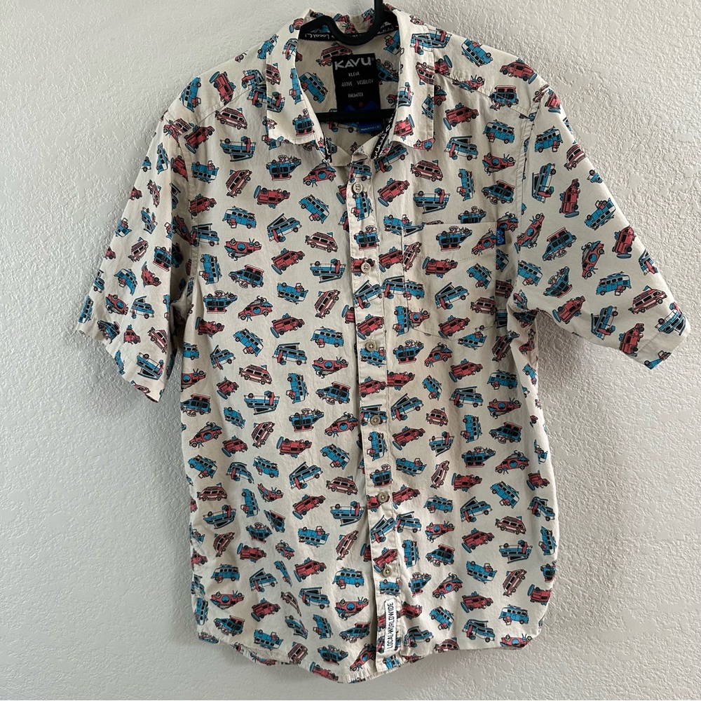 KAVU Men’s Button Down Shirt – Van Print – Size M